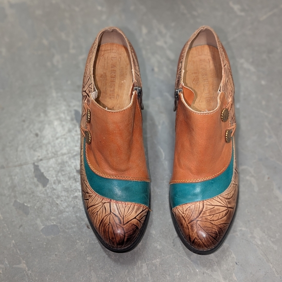 Handpainted Leather boho Oxford Pumps Size 39 L'Artiste by Spring Step Ophitia - Picture 3 of 14